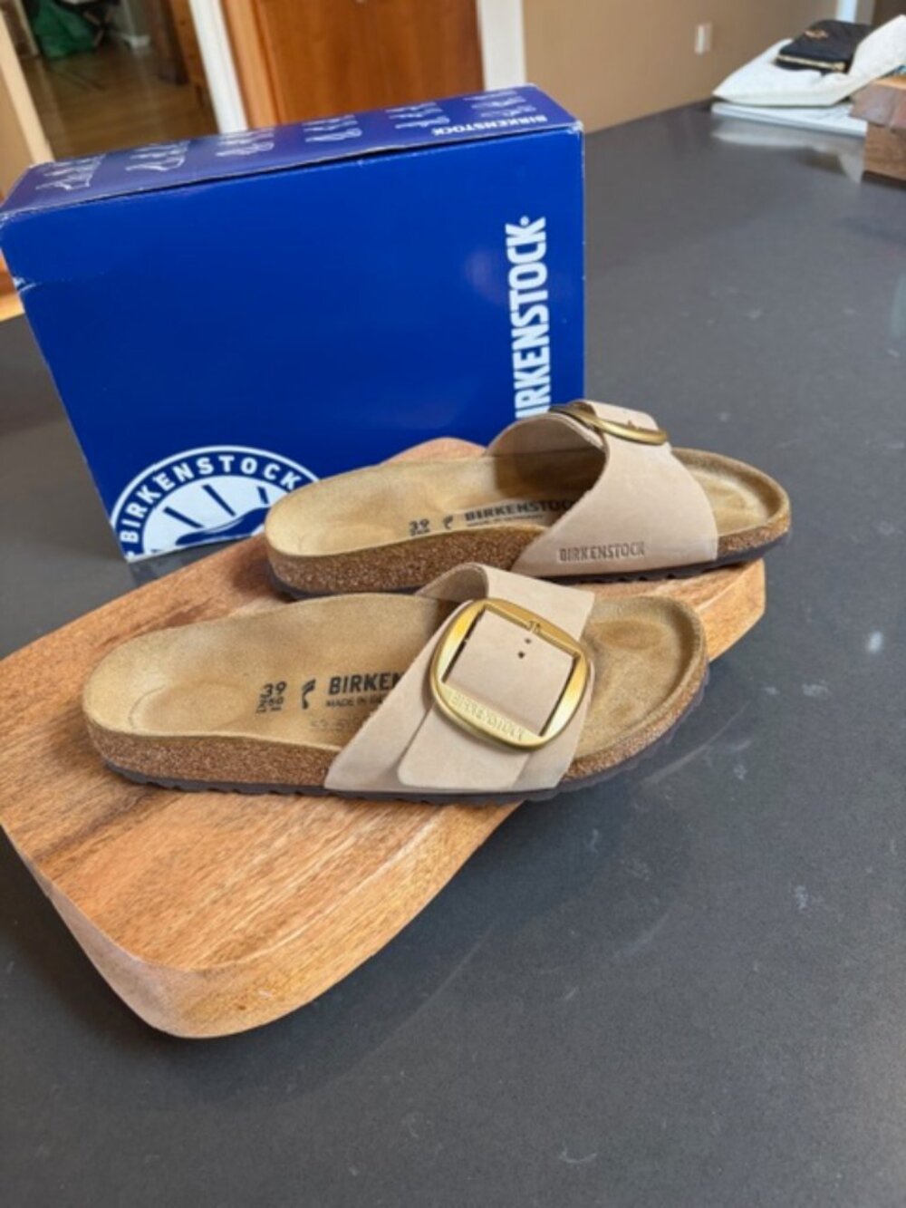 BIRKENSTOCK Madrid Big Buckle Slide Sandal (Women) Sandstone Size 39 - Picture 10 of 13
